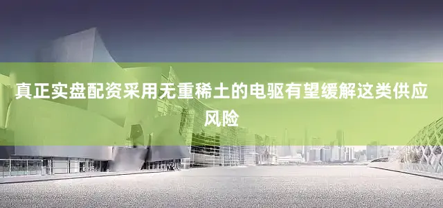 真正实盘配资采用无重稀土的电驱有望缓解这类供应风险